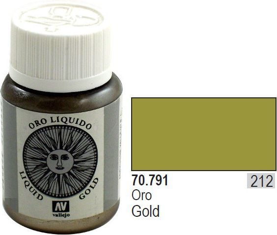 Vallejo 70.791, 35 ml, Gull, Metallisk, Flaske