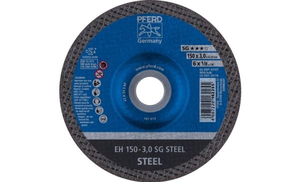 PFERD 61323122, Kutteskive, Stål, 15 cm, Alle merker, Flatt senter, 2,22 cm
