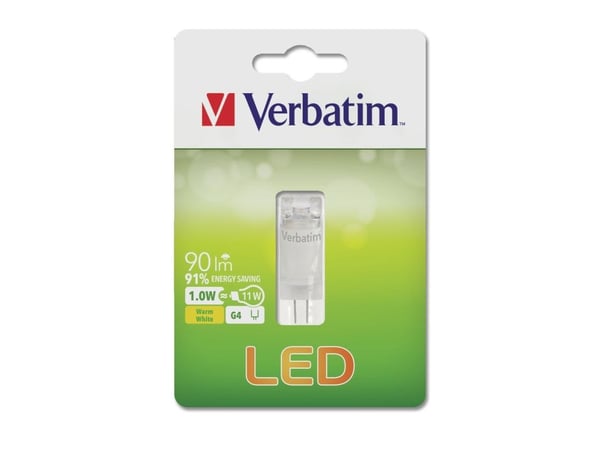 Verbatim - LED-lyspære - form: kapsel - G4 - 1 W (ekvivalent 11 W) - klasse A++ - varmt hvitt lys - 2700 K