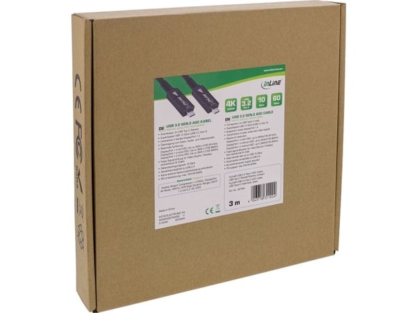 InLine 35798A, 15 m, USB C, USB C, USB 3.2 Gen 2 (3.1 Gen 2), 10 Gbit/s, Svart