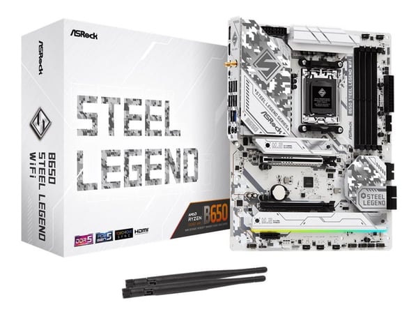 ASRock B650 Steel Legend WiFi - Hovedkort - ATX - Socket AM5 - AMD B650 Chipset - USB-C 3.2 Gen 2x2, USB 3.2 Gen 2, USB-C 3.2 Gen 1, USB 3.2 Gen 1 ...