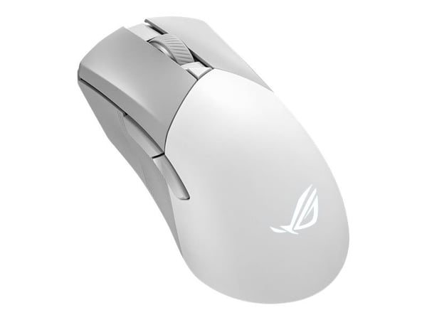 ASUS ROG Gladius III Wireless AimPoint - Mus - høyrehendt - optisk - 6 knapper - trådløs, kablet - 2.4 GHz, USB, Bluetooth 5.1 LE - månelyshvit