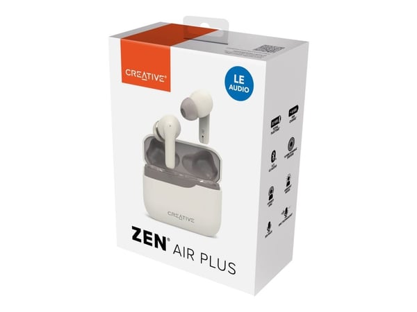 Creative Zen Air Plus - True wireless-hodetelefoner med mikrofon - i øret - Bluetooth - aktiv støydemping - kremfarget