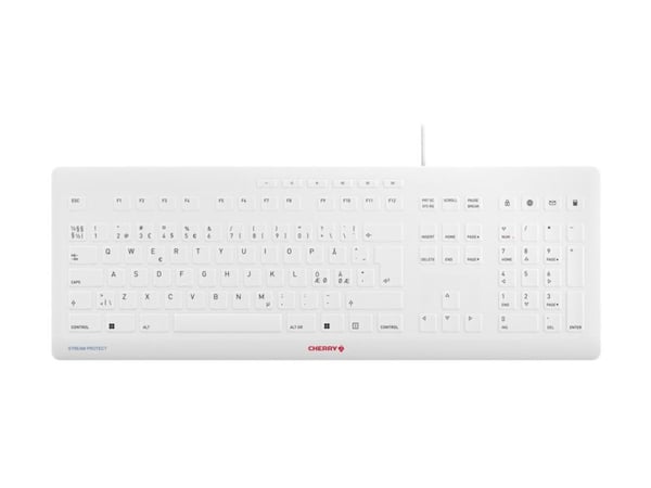 CHERRY STREAM KEYBOARD - Tastatur - desinfiserbart hygienetastatur - vaskbar - USB - QWERTY - Nordisk - perlegrå