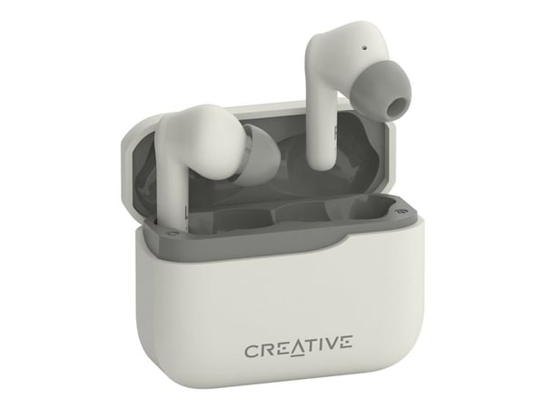 Creative Zen Air Plus - True wireless-hodetelefoner med mikrofon - i øret - Bluetooth - aktiv støydemping - kremfarget