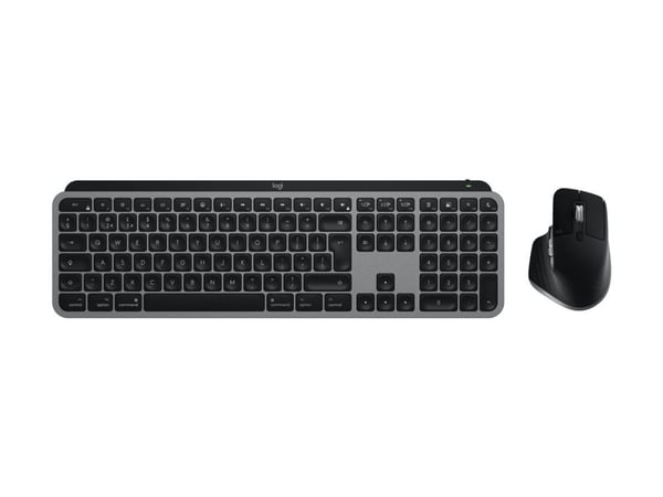 Logitech Master MX Keys S Combo for Mac, Langaton, RF Wireless + Bluetooth, Näppäimen saksikytkin, QWERTY, LED, Alumiini, musta