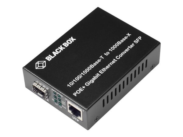 Mediekonverterare 10/100/1000 Ethernet PoE+ SFP