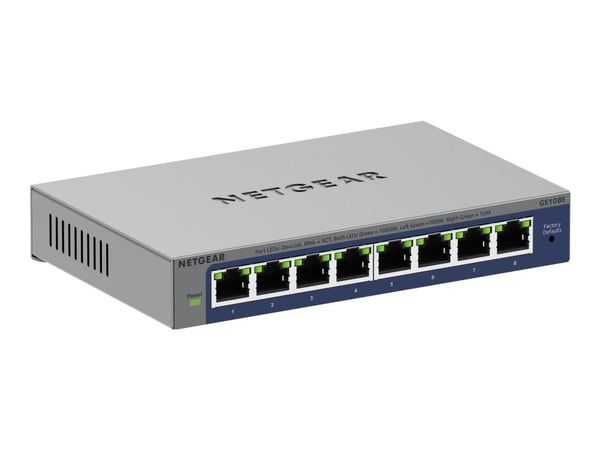 NETGEAR Plus GS108Ev4 - Kytkin - Hallitsematon - Pöytätietokone, seinään kiinnitettävä