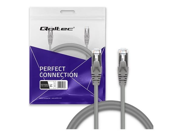 Qoltec - Koblingskabel - RJ-45 (hann) til RJ-45 (hann) - FTP - CAT 5e - uten hindringer - grå