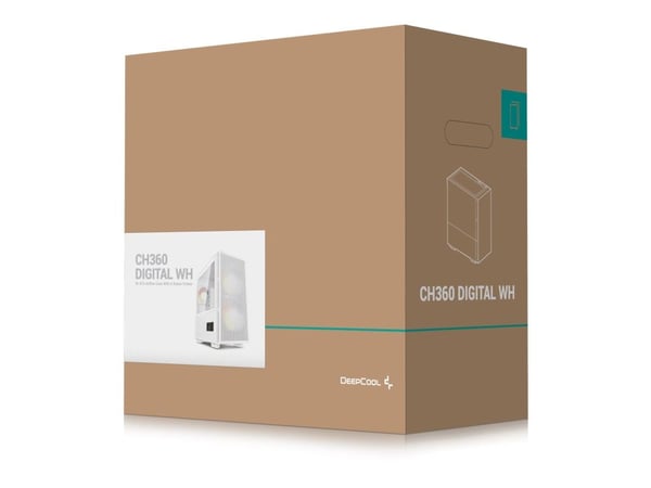 DeepCool CH360 DIGITAL WH - mATX - genomskinlig sidopanel (härdat glas) - ingen strömförsörjning (ATX / PS/2) - vit - USB/ljud