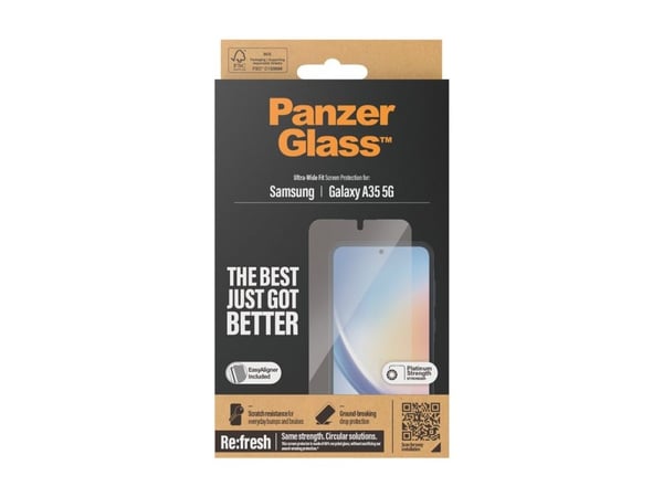 PanzerGlass - Skjermbeskyttelse for mobiltelefon - ultravid passform m. EasyAligner - glass - for Samsung Galaxy A35