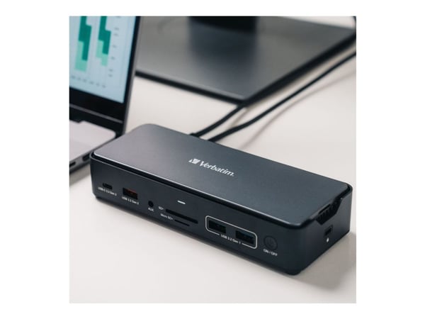 Verbatim Pro - Dokkingstasjon - USB-C - 2 x HDMI, DP - SSD 256 GB - 1GbE - 100 watt
