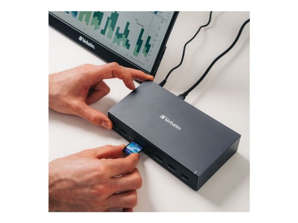Verbatim Pro - Dokkingstasjon - USB-C - 2 x DP, 3 x HDMI - 1 GbE - 120 Watt