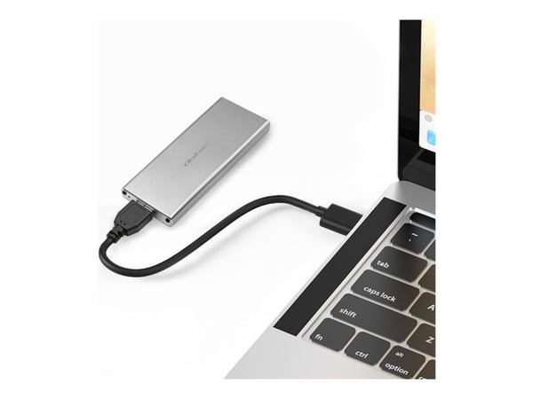 Qoltec Housing | M.2 SSD-stasjonsplass | SATA | NGFF | USB 3.0 | Superhastighet 5 Gb/s | 2TB | Sølv