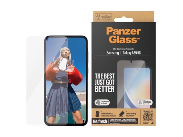 PanzerGlass - Skjermbeskyttelse for mobiltelefon - ultravid passform m. EasyAligner - glass - for Samsung Galaxy A35