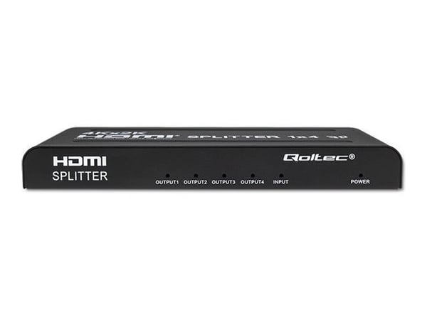 Qoltec - Video-/audiosplitter - aktiivinen, erittäin vakaa - 4 x HDMI - pöytätietokone - DC