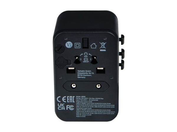 Verbatim UTA-04 - Strømadapter - universal - 61 watt - 3 A - QC 3.0, PD 3.0 - 5 utgangskontakter (2 x USB-C, 3 x USB-type A)