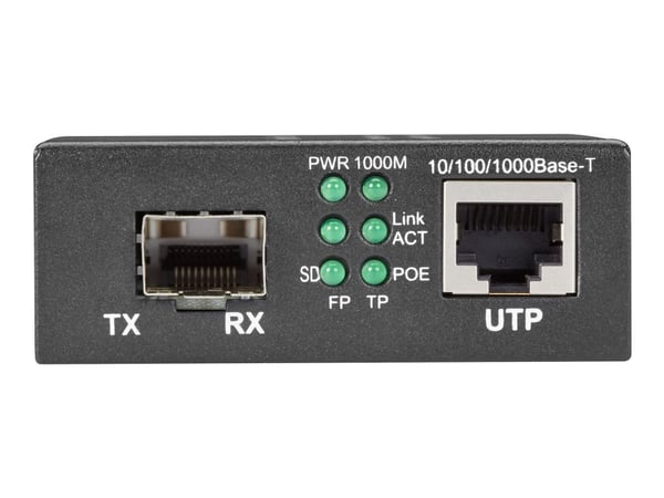 Mediekonverterare 10/100/1000 Ethernet PoE+ SFP