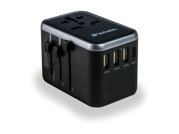 Verbatim UTA-04 - Strømadapter - universal - 61 watt - 3 A - QC 3.0, PD 3.0 - 5 utgangskontakter (2 x USB-C, 3 x USB-type A)