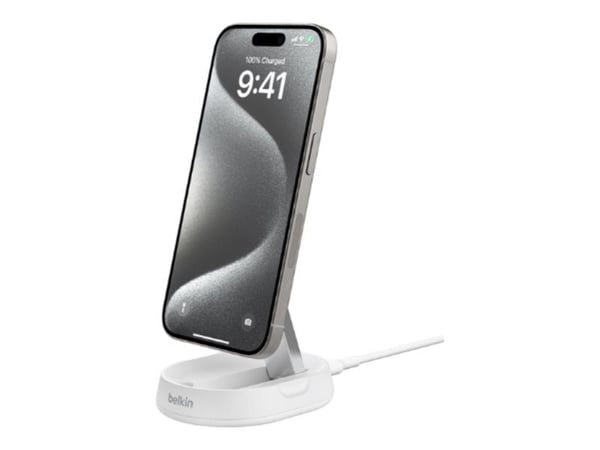 Belkin BoostCharge Pro - Trådløst ladestativ - magnetisk, konvertibel, med Qi2 - 15 watt - 3 A - Fast Charge - hvit