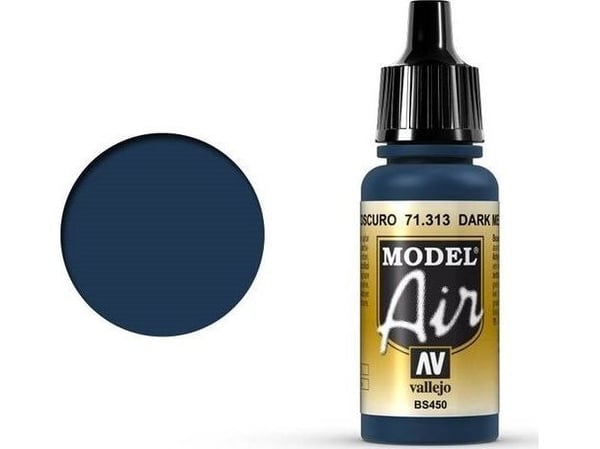 Vallejo Model Air, 17 ml, Marinblå, Matt, Flaska