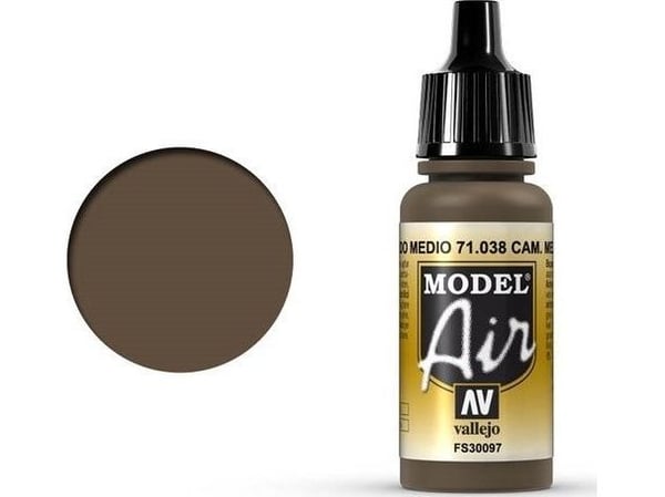 Vallejo Model Air Camo Medium Brown, 17 ml, Brun, Matt, Flaska