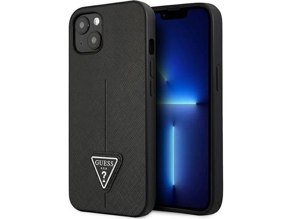 Guess GUHCP14MPSATLK iPhone 14 Plus 6,7" svart hardt deksel Saffiano Triangle-logo