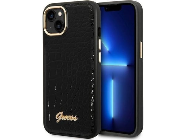 Guess GUHCP14MHGCRHK iPhone 14 Plus 6,7" hardcase Croco Collection - svart