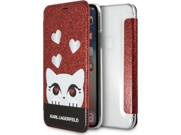 Karl Lagerfeld KLFLBKPXVDCRE bokfodral iPhone X/XS röd Valentine