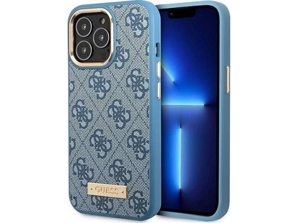 Guess GUHMP14LU4GPRB iPhone 14 Pro 6,1'' blå hårt mobilskal 4G med logoplatta MagSafe