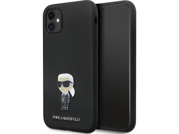 Karl Lagerfeld Karl Lagerfeld Karl Lagerfeld KLHCN61SMHKNPK iPhone 11 / Xr 6.1" musta/musta Silikoni Ikonik metalli Pin