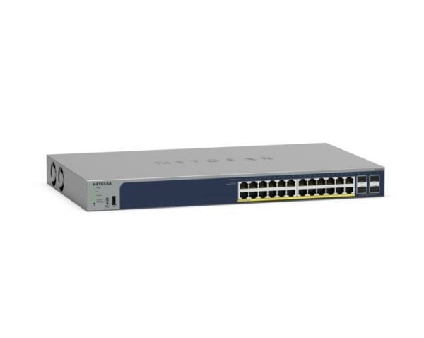 NETGEAR Smart GS728TPP - Switch - L3 Lite - smart - 24 x 10/100/1000 (PoE+) + 4 x SFP - rackmonterbar - PoE+ (720 W)