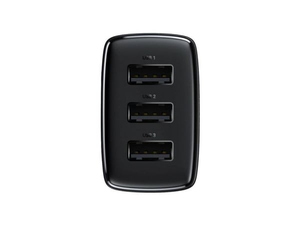 Baseus Compact-pikalaturi, 3x USB, 17W (musta)