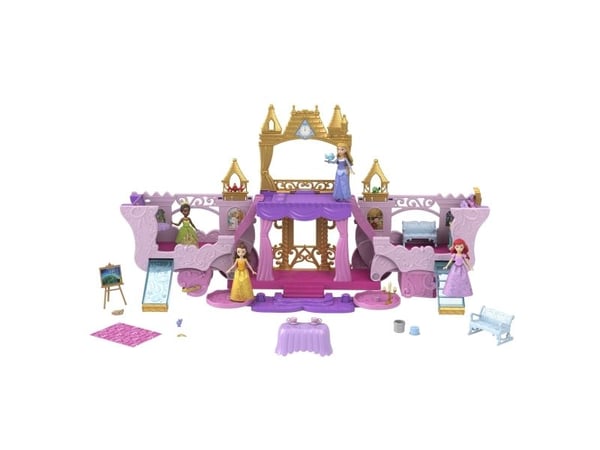 Disney Princess Carriage to Castle forvandlende lekesett med liten Aurora-dukke, 4 figurer og 3 etasjer, 3 år, 288,9 mm, 850 g, Flerfarget