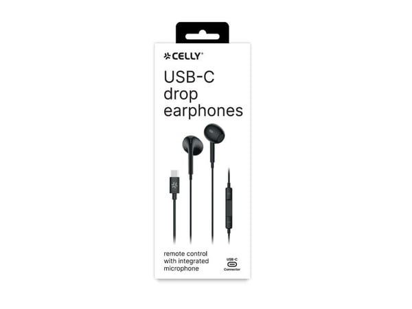 Celly UP1300 - Ørepropper med mikrofon - i øret - kablet - USB-C - svart