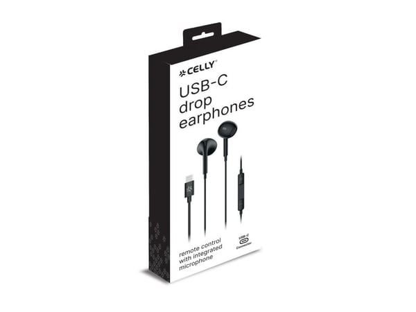 Celly UP1300 - Ørepropper med mikrofon - i øret - kablet - USB-C - svart