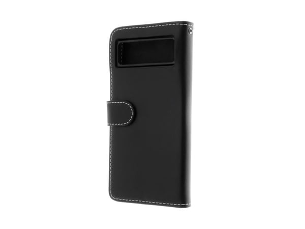 Insmat Exclusive - Flipdeksel for mobiltelefon - ekte skinn, papp + papir, polykarbonat, bomullssøm, polyuretan - svart - for Google Pixel 8 Pro