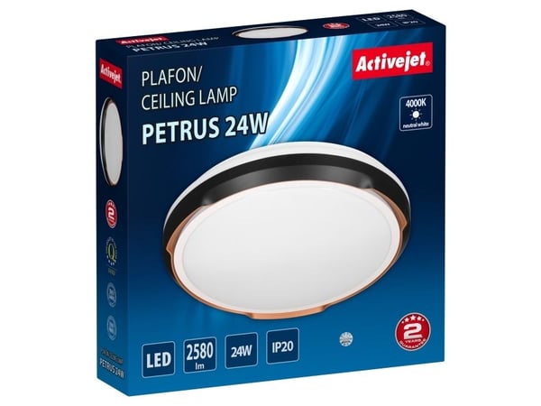 Activejet AJE-PETRUS 24W, 78 ampuller, LED, Ikke-utskiftbare pærer, 4000 K, 2580 lm, IP20