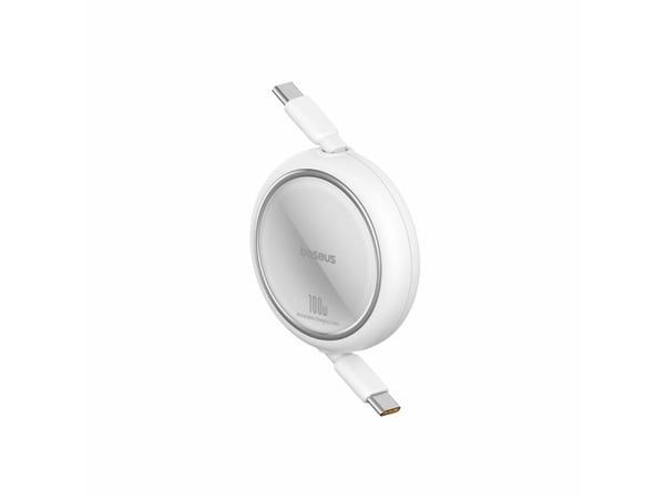 Baseus Free2Draw - USB-kabel - 24 pin USB-C (hann) til 24 pin USB-C (hann) - 1 m - tilbaketrekkbar, ultratynn, Fast Charging up to 100W - hvit