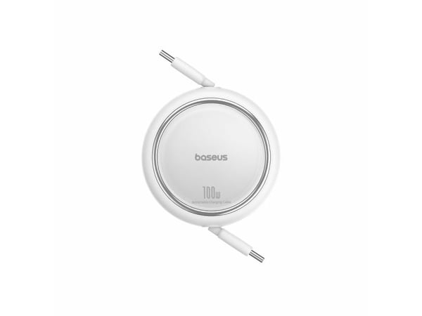 Baseus Free2Draw - USB-kabel - 24 pin USB-C (hann) til 24 pin USB-C (hann) - 1 m - tilbaketrekkbar, ultratynn, Fast Charging up to 100W - hvit