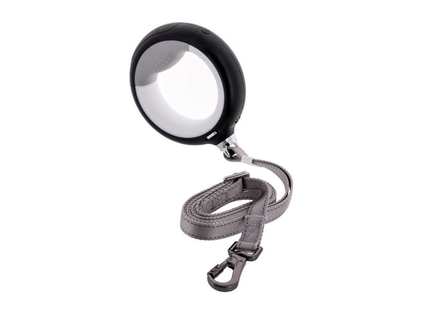 DoggyVillage kraftig bånd 3-i-1 med LED-lommelykt, farget lys og dispenser for poser - Luminous Leash MT7128 (svart)