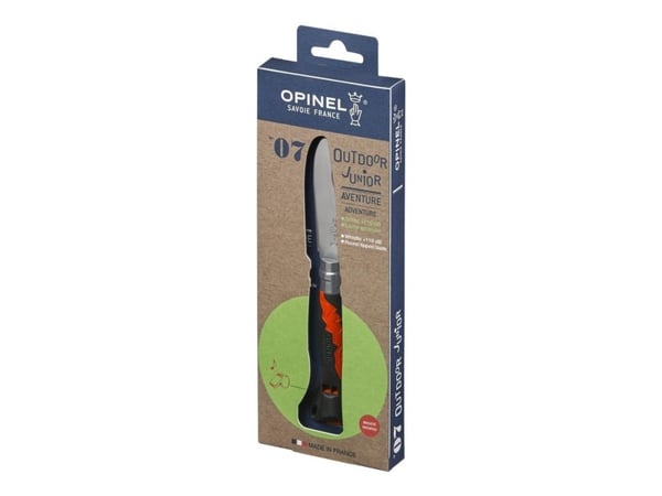 Opinel N°07, Slip joint knife, Camper/scout, Drop point, Stainless steel, Polyamide, Red