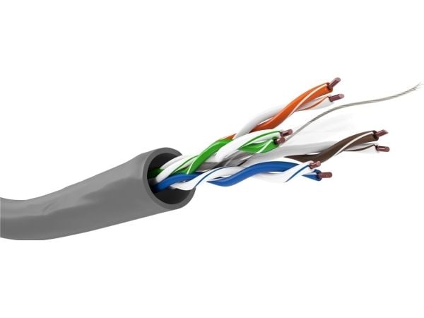 goobay - Irtokaapeli - 100 m - UTP - CAT 6 - halogeeniton, sisätiloissa, pyöreä, kiinteä - harmaa