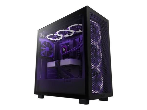 NZXT H series H7 Flow - Mid tower - utvidet ATX (E-ATX) - sidepanel med vindu (herdet glass) - ingen strømforsyning (ATX) - matt svart - USB/lyd