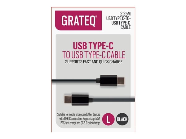 GRATEQ USB-C USB-C CBL QUICK 2.25M MUSTA