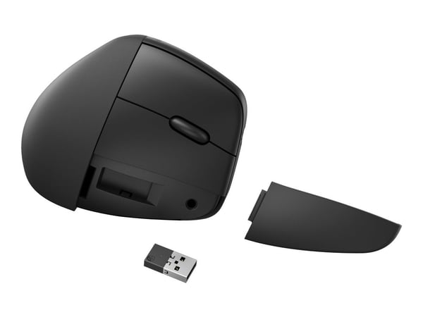 HP 920 - Mus - ergonomisk - 6 knapper - trådløs - 2.4 GHz, Bluetooth 5.3 - USB trådløs mottaker - svart