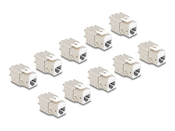 Delock - Keystone module - RJ-45 (hunn) til LSA (hunn) - STP - CAT 6a - hvit (en pakke 10)