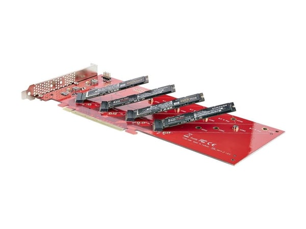 STARTECH.COM Quad M.2 PCIe-adapterkort PCI Express 4.0 x16 til firedoblet NVMe eller AHCI M-Key M.2 SSD-er 7,8 Gbit/s per SSD-bifurkasjon (QUAD-M2-...