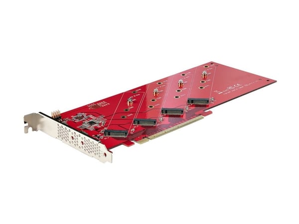 STARTECH.COM Quad M.2 PCIe-adapterkort PCI Express 4.0 x16 til firedoblet NVMe eller AHCI M-Key M.2 SSD-er 7,8 Gbit/s per SSD-bifurkasjon (QUAD-M2-...