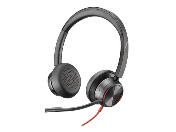 HP Poly Blackwire 8225 - Blackwire 8200 series - hodesett - on-ear - kablet - aktiv støydemping - USB-C - svart - Zoom Certified, UC-sertifisert